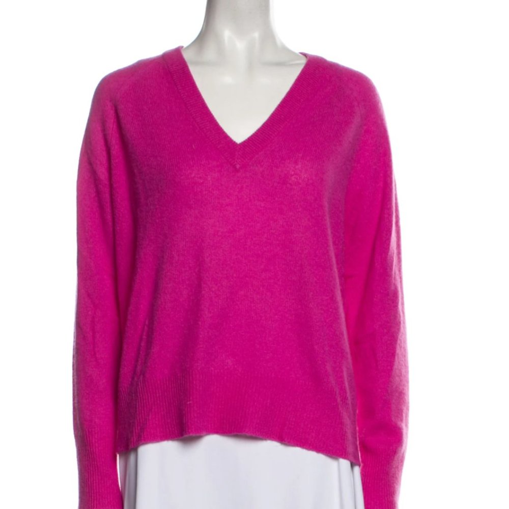360 SWEATER Callie Cashmere Sweater, V Neck, Pink
